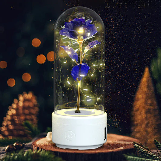 Creative 2 In 1 Rose Flowers LED Light And Bluetooth-compatible Speaker Valentine’s Day Gift Rose Luminous Night Light Ornament In Glass Cover