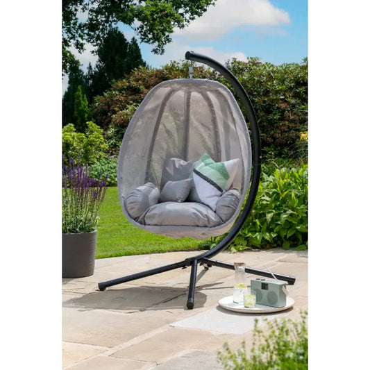 Egg Chair with Stand – Weatherproof Folding Swing Seat with Cushions